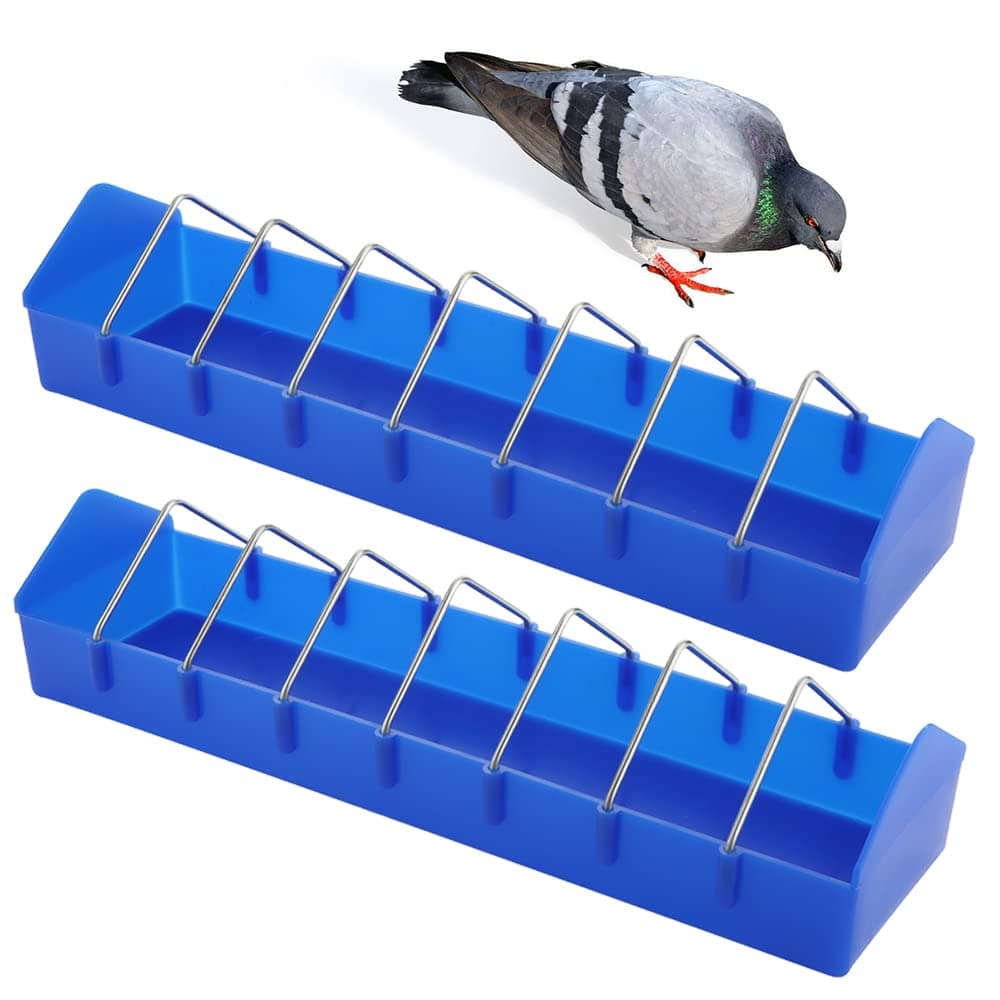 DQITJ 2 Pack Large Pigeon Feeder Thick Durable Slot Container Feeding Dish Food Dispenser Tool for Pigeon Chicken Duck Bird Poultry (Length: 16")