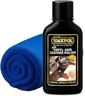Waxpol Vinyl & Leather High Shine Polish 100ml with Microfiber Cloth For Cleans & Protects Car & Bike Seats, Dashboard, Leather Jacket, Handbag, Wallet & Belt