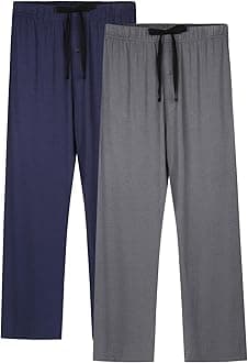 BAMBOO COOL Mens Pajama Pants Sleep Lounge Bottoms Soft Comfy Pj Pant Sleepwear with Pockets 2 Pack
