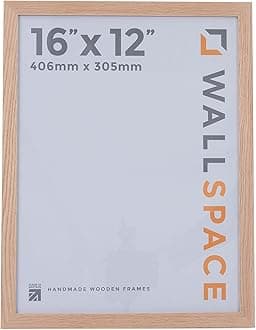 Wall Space 16x12 Oak Frame | Light Oak 16x12 inch Picture Frame | 16 x 12 inch Oak Photo Frame | SOLID OAK 12 x 16 Picture Frames | Wooden 12x16 Picture Frame made from SOLID WOOD with REAL GLASS