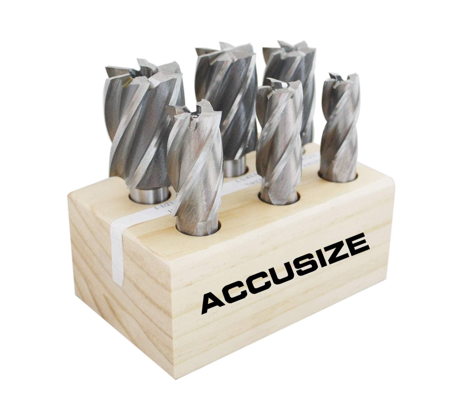 Accusize Industrial Tools6 Pc Multi Flute Bridgeport H.S.S. End Mills Set, 3/4'' Shank, 4 and 6 Flute, Cutting Dia from 3/4'' to 1-1/2'', 1822-0206