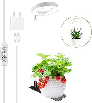 Grow Lights for Indoor Plants, 48 LEDs Full Spectrum Plant Grow Light with Detachable Base, Height Adjustable, 3 Spectrum Modes, Automatic Timer, Dimmable Plant Light for Small Plants