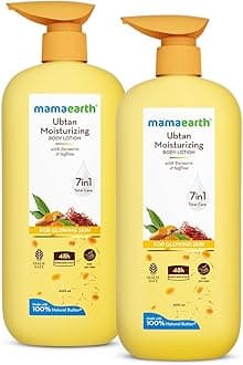 Mamaearth Ubtan Moisturizing Body Lotion With Turmeric & Saffron For Glowing Skin|48H Moisturization|Nourishes Dry Skin|7In1 Total Care|100% Natural Butter|Non-Greasy Smooth Skin - 400Ml (Pack Of 2)