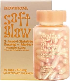 New Moon by Dear Face Soft Glow – S-Acetyl Glutathione + Rosehip + Marine Collagen + Vitamins & Zinc – Food Supplement - 30 Capsules