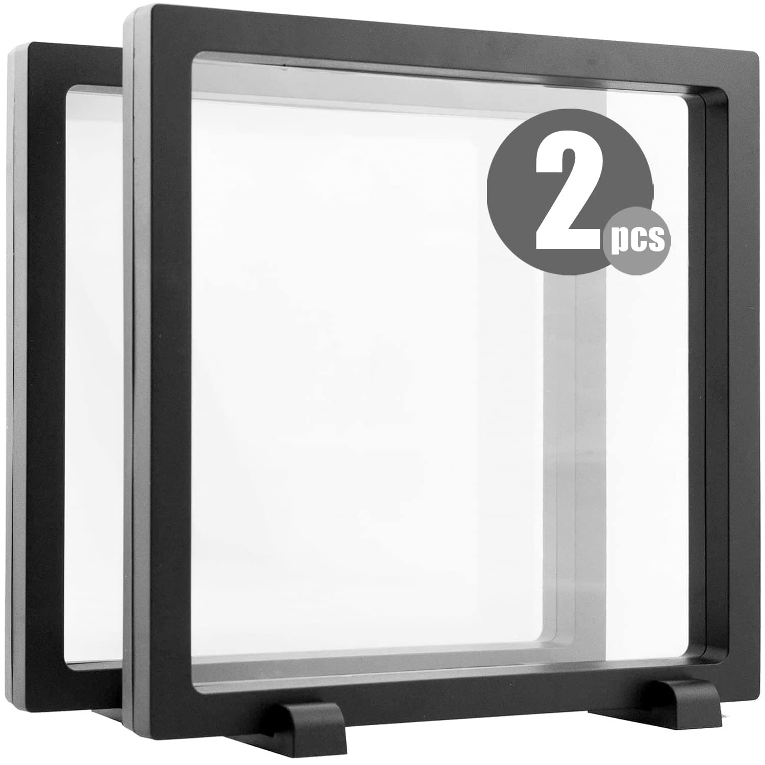 2 Pack Challenge Coin Display Case for Casino Chip, Insect, Arrowhead, Guitar Pick, Frame Stand Holder for Military Coin, AA Medallion, Stone, Picture, Dollar Bill, Specimen Box