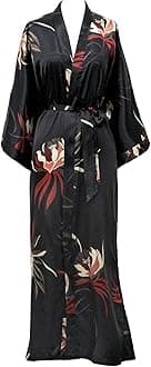 Old Shanghai Women's Kimono Robe - Peacock & Blossoms (Long)