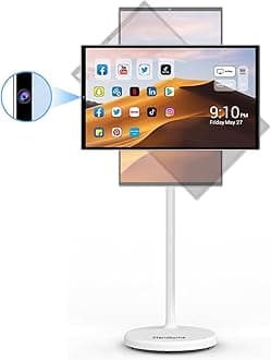 StandbyMe 22 Inch 1080p Portable tv Built-in Camera, Portable Touch Screen Monitor Rollable Tablet TV, Wireless TV on Wheels Touchscreen Built-in Battery(6-8H)