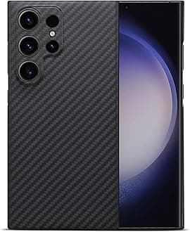 Slim and Lightweight Aramid Carbon Fiber Case for Samsung Galaxy S24 Ultra, Camera Full Cover Protection (Black)