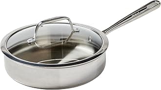 Tefal Pro Tri-Ply Stainless Steel Saute Pan with Lid 3 Quart Induction Compatible Oven Safe 500F, Lid 350F, Deep Frying Pan, Fast & Even Heat, Professional Quality, Durability, Dishwasher Safe, Silver