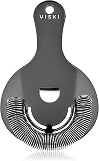 Viski Hawthorne and Bartending Strainer - Stainless Steel Bar Cocktail Strainer for Drinks with Handles, Gunmetal Black