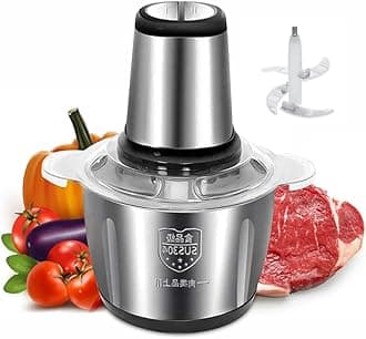 Electric Meat Grinder, 2L/ 3L Meat Mincer Stainless Steel Electric Food Chopper Food Processor Machine for Meat, Vegetables, Fruits and Nuts, Fast & Slow 2 Speed, 4 Sharp Blades,2L