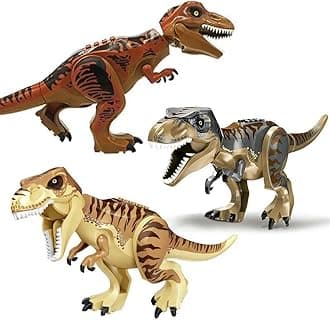 ZEMI 3PCS Indominus T Rex Blocks Toys,Large Dinosaur Figure,Realistic Dinosaur Toy Figures,Gift for Adults and Children（Gigantosaurus Tyrannosaurus + Rex Tyrannosaurus + Brown Tyrannosaurus