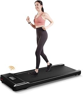 DeerRun 2025 Upgrade Walking Pad, Smart Under Desk Treadmill for Home Office, No-Assembly Treadmills with APP and Remote Control, LED Display, 2.5 HP Quiet Walking Jogging Machine, 300 lbs Capacity