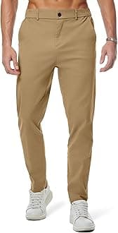 JMIERR Men's Chino Pants Casual Stretch Waist Tapered Trousers with Pockets