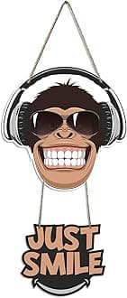 Monkey Smile Wooden Wall Hanger for Home Decor | Wood Decorative Items | Modern Decoration | Decoration Wall Hanging Items | Wall Art Print | Artworks Hangings | Unique Gift Items (WH_5707N)