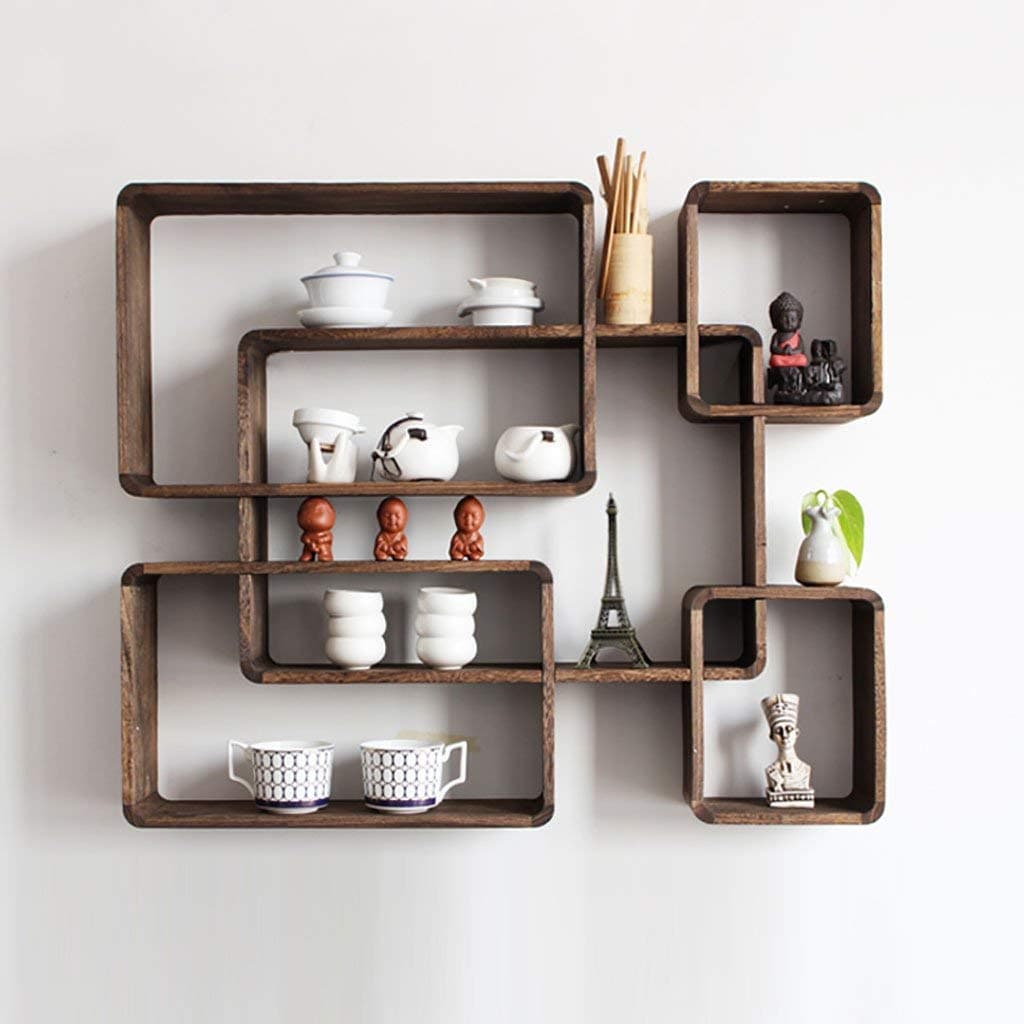 YLCJ Regal Wall Rack Storage rack LOFT wall mount cubic shelf bookshelf Geometric racks wood Separator Floating unit frame Wall decoration Design retro industrial style Shelf display stand