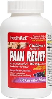 - Children’s Chewable Pain Relief | Acetaminophen 160mg | Grape Flavor | Fever Reducer & Pain Reliever | Aspirin & Ibuprofen Free | 150 Counts