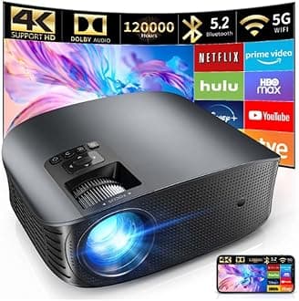 Elephas 4K Projector with WiFi and Bluetooth Dolby Audio FHD 5G Mini Portable Projector for Home Theater, Black