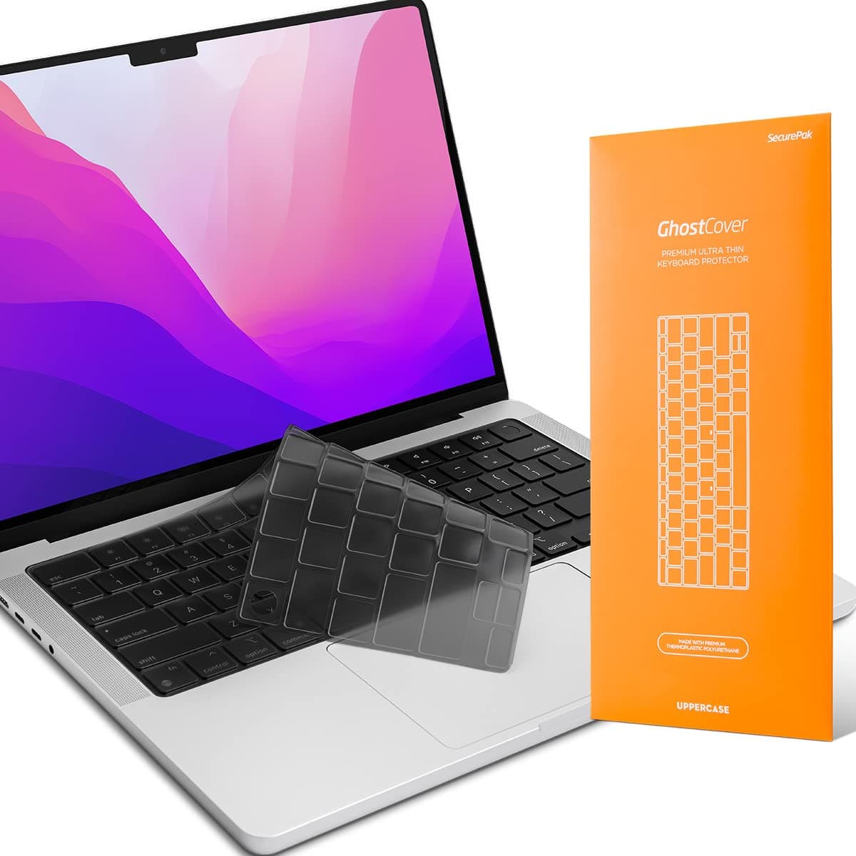 GhostCover Original Premium Ultra Thin Keyboard Cover Protector for 2021-2026 MacBook Pro 14"/16" M1-M5 Pro/Max, 2022-2026 M2-M5 MacBook Air 13"/15", US ANSI Layout Translucent