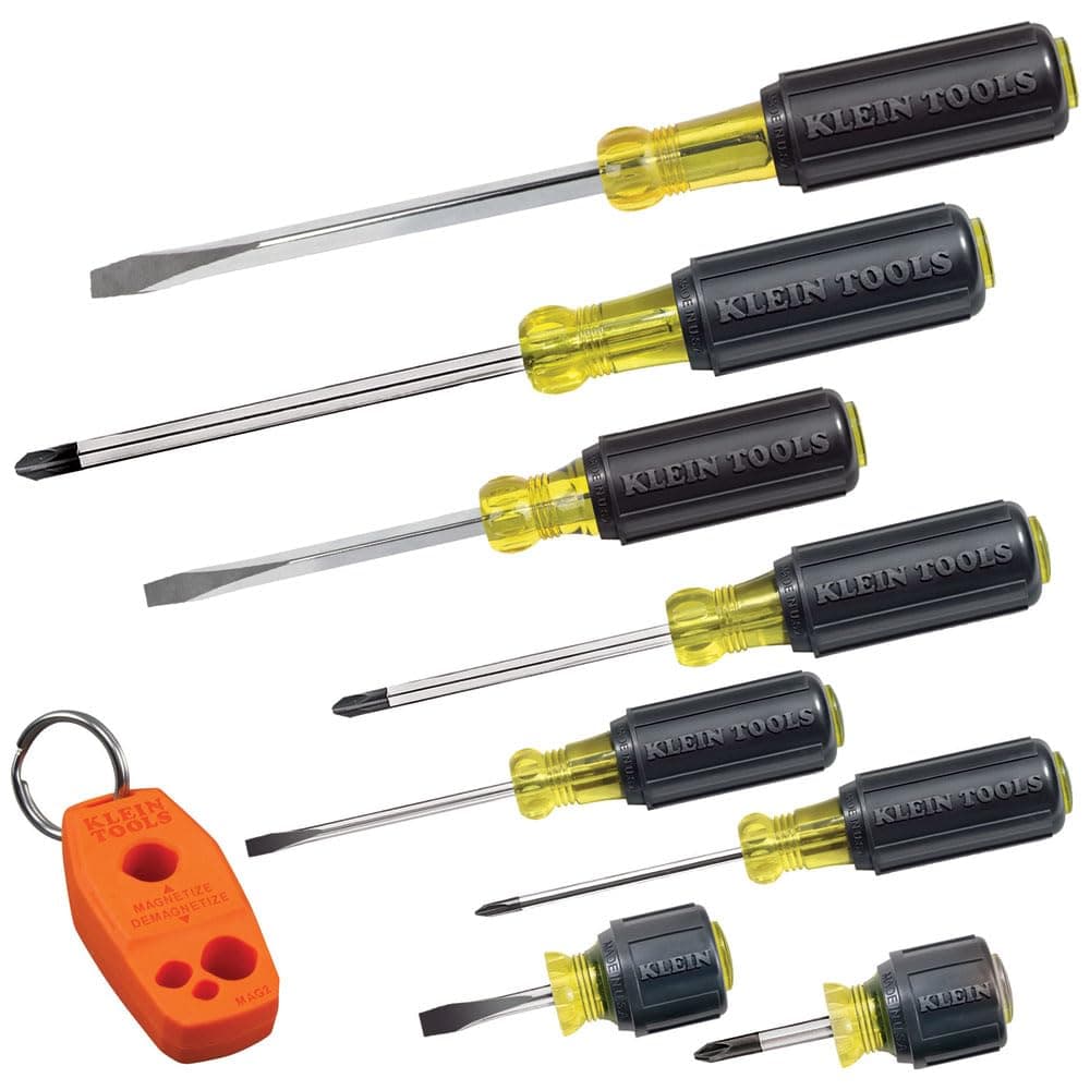 Klein Tools 85148 Screwdriver Set with Magnetizer/Demagnetizer for Magnetic Tips, Flathead and Phillips, Home Improvement, 9-Piece