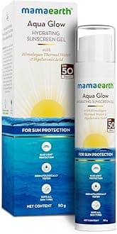Aqua Glow Hydrating Sunscreen Gel with Himalayan Thermal Water & Hyaluronic Acid | SPF 50 PA++++ | Protects Against UV Rays & Blue Light | Lightweight, Hydrating Formula | 50g (Pack of 1)