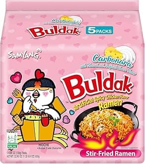 Limited Edition Carbo Buldak Super Hot Spicy Noodle, 5 Packs, 4.93 Grams