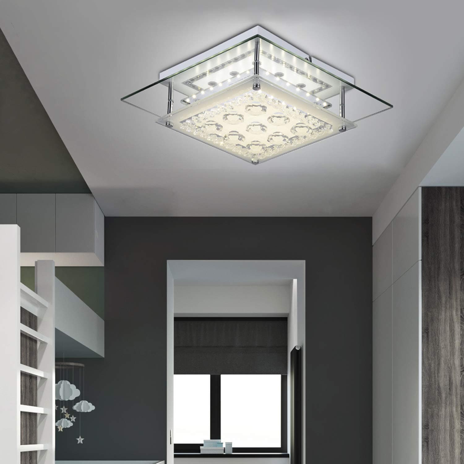 LED Ceiling Light 11 Inch Flush Mount Square Mini Ceiling Lamp for Living Room Kitchen Office Bedroom Dining Room Hallway 1320lm 4000K Daylight White [Energy Class A+++]