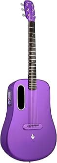 ME 4 Acoustic Electric Guitars Carbon Fiber Travel Smart Audio Guitar with 3.5 inch TouchScreen, HILAVA 2.0 System, Right-handed, FreeBoost 3.0, Airflow Bag (38INCH Purple)