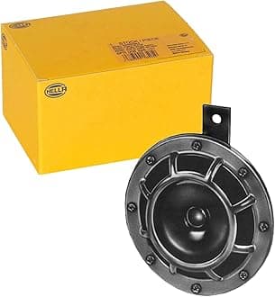 HELLA 003399071 Supertone 24V High Tone Horn with Black Protective Grill, Single Horn