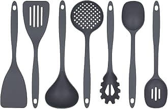 Glad Cooking Kitchen Utensils Set – 7 Pieces, Nylon Tools for Nonstick Cookware, Gray