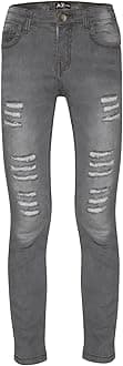 Girls Ripped Jeans Comfort Skinny Stretch Jeans Lightweight Stretchable Denim Cotton Pants Age 3-14 Years