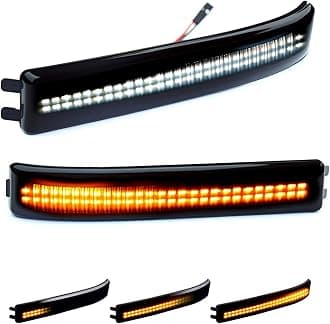 D-Lumina Sequential Switchback Side Mirror Reflector Turn Signal Lights Smoked Lens Compatible with 2009-2014 Fo-rd F150 and Raptor SVT, LED Mirror Marker Light White & Amber