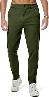 JMIERR Men's Chino Pants Casual Stretch Waist Tapered Trousers with Pockets