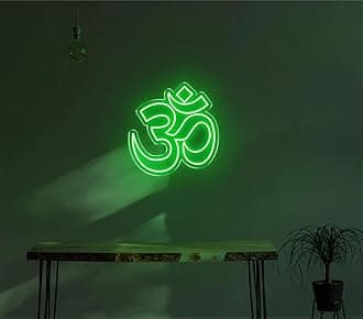 RGY Om Led Neon Light for Wall, Office, Pooja room, Mandir Decoration, Home Decore, Diwali Gift - (8"Inch x 9"Inch - Green)