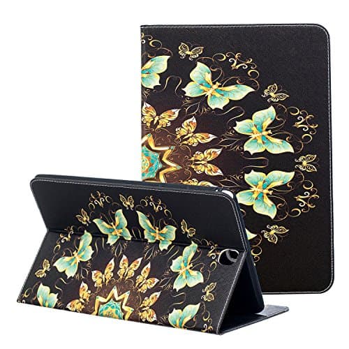 Galaxy Tab A SM-T550 Case, ZAOX Protective Slim Shockproof Leather Wallet Case with Card Slots Cute Cartoon Flip Stand Cover for Samsung Galaxy Tab A 9.7 Inch Tablet SM-T550/SM-P550 (Black Butterfly)