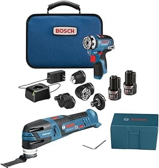BOSCH GXL12V-270B22 12V Max Brushless 2 Tool Combo Kit with 5-in-1 Flexiclick Cordless Drill/Driver and Starlock Oscillating Multi Tool (Includes: 2 Batteries, Charger & 4 Attachments)