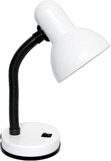 Simple Designs LD1088-WHT 14.25" Sleek and Sturdy Classic Gooseneck Study Desk Lamp, White