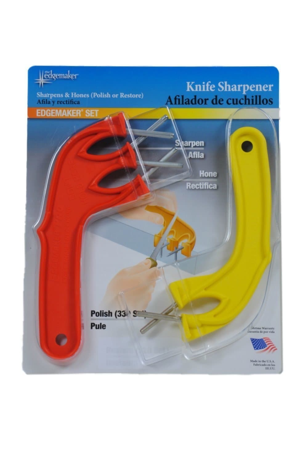 LOVATIC Kitchen Stainless Knife Sharpener - 2 Stage Diamond Coated Wheel System Sharpening with Ceramic Rod - Ideal Kitchen Assist for Dull Steel, Chefs and Pocket Knives - Safe & Easy to Use