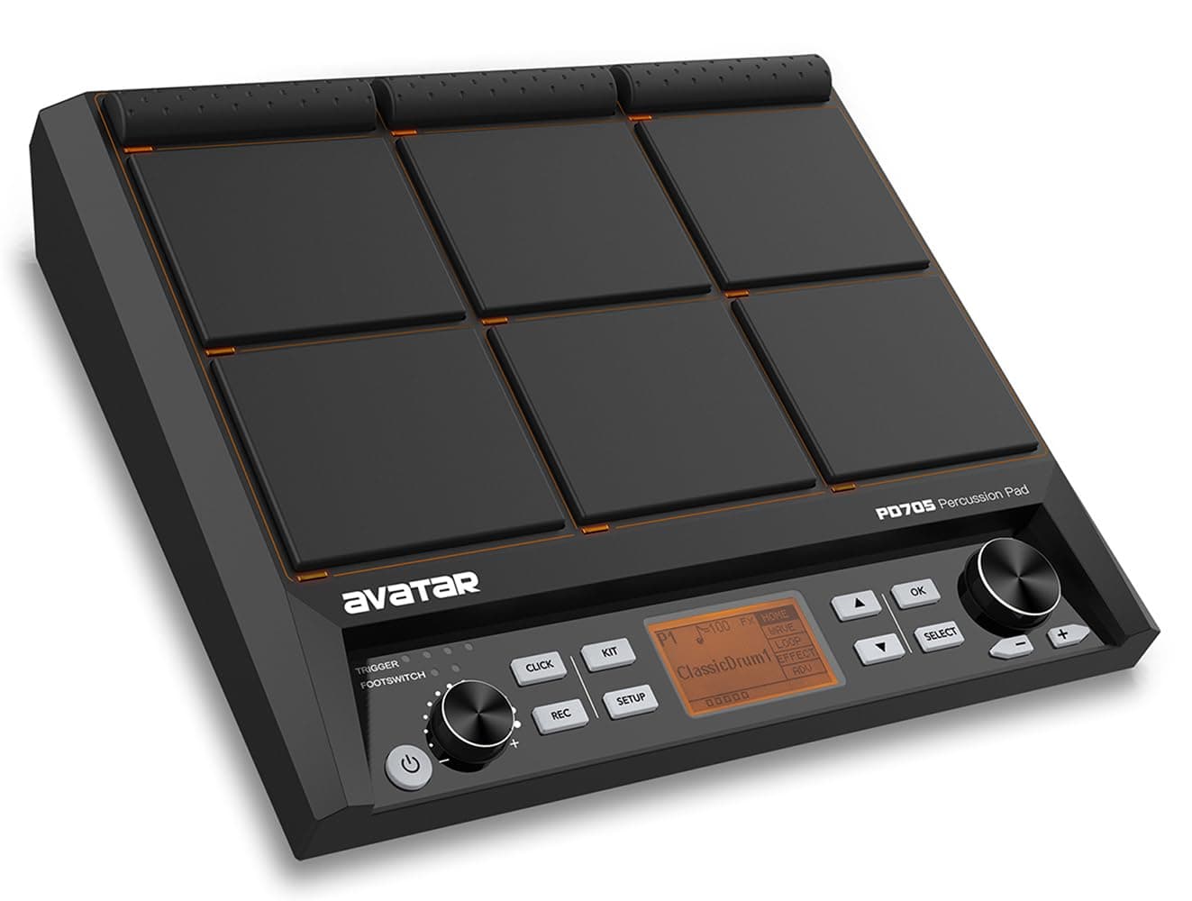 PD705 Sample Pad Percussion Multipad Portable Electric Drum Set Drum Machine With Built-in 592 Sounds, Metronome, Effecter, Looper, Support USB/MIDI/AUX Connectivity