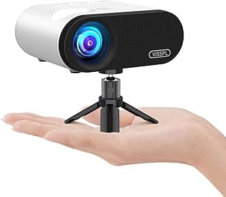 Mini Projector, VISSPL 1080P WiFi Bluetooth Portable Projector, Outdoor Movie Projector with Tripod, 15000L Home Video Projector Compatible with iOS/Android Phone, Tablet,Laptop,TV Stick,HDMI,USB