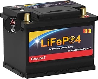 - Lithium Car Battery Start and Stop, 12.8V 576WH Group 47 LiFePO4 Automotive Battery For Car, Starter Battery, 36 Months Warranty