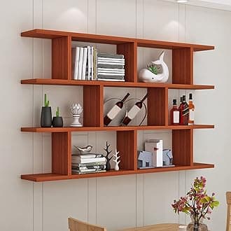 LITFAD 3-Shelf Modern Wood Bookcase Floating Shelf for Wall Storage Wall Mounted Book Shelf for Living Room Study Room Office - Brown 55.1" L x 7.9" W x 37.9" H