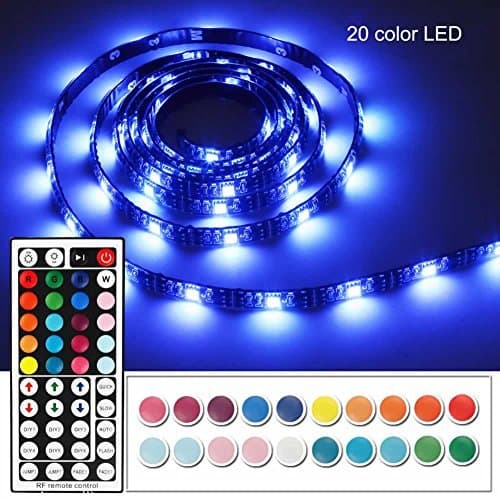imenou Battery Powered Led Strip Lights with RF Remote, USB Battery Operated Flexible Waterproof Colorful RGB Led Light Strip Tape Lighting with 120 LEDs for Decor(6.56ft/2m) …