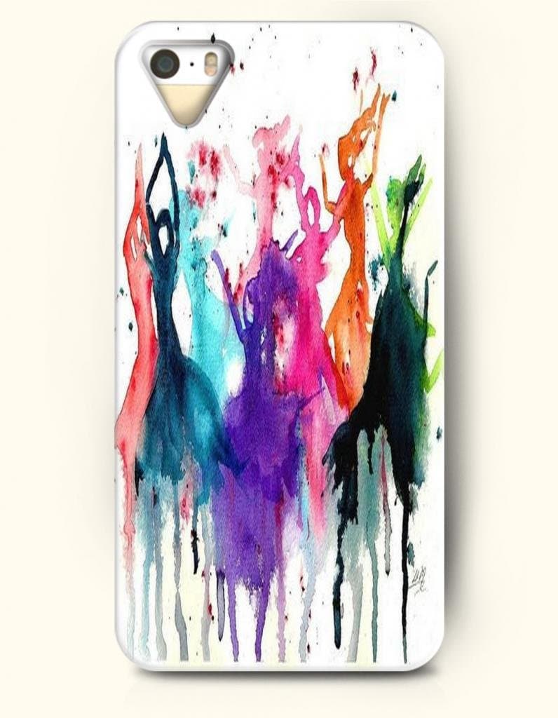 iPhone 5/5S Case, OOFIT Phone Cover Series for Apple iPhone 5 5S Case (DOESN'T FIT iPhone 5C)-- Watercolor Painting- Girls Dancing -- Rainbow Color Series