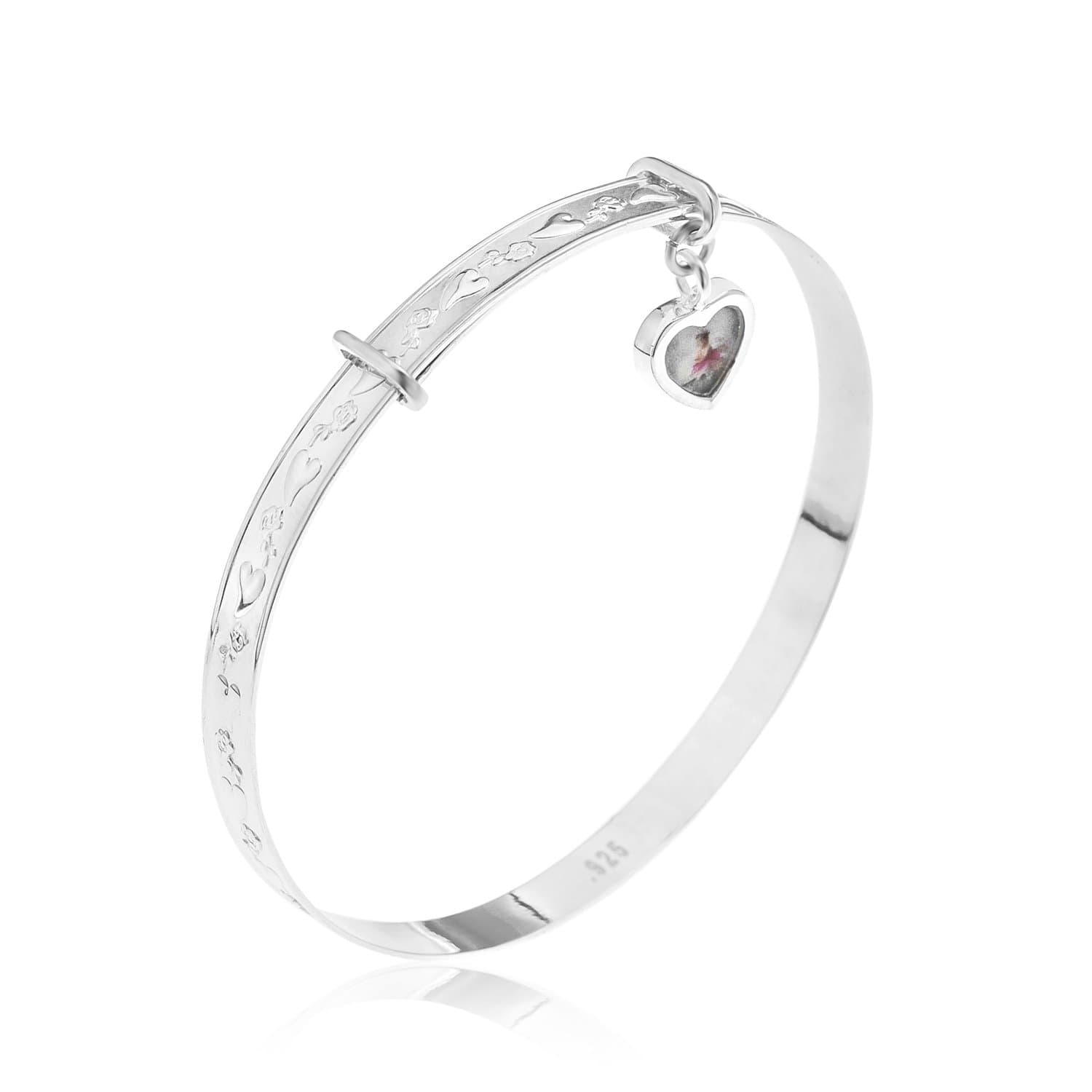 Lisa Jane Silver Children's Expander Sterling Silver Bangle With Charm