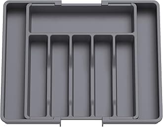 LifewitSilverware Drawer Organizer, Expandable Utensil Tray for Kitchen, BPA Free Flatware and Cutlery Holder, Adjustable Plastic Storage for Spoons Forks Knives, Large, Dark GrayRecycled Claim Standard 100