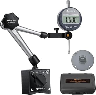 Electronic Digital Dial Indicator Gauge and Magnetic Base Set, Range: 0-1inch / 25.4mm, Resolution: 0.01mm / 0.0005" Inch/Metric Conversion Measuring Tool for 3D Printer Bed Leveling Table Saw