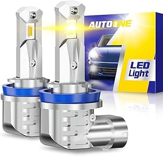AUTOONEH11 LED Bulbs Yellow Fog Lights, H8/H9/H16 LED Light Plug and Play Fanless Mini Size Exterior Car Lighting Bulb Replacement (Pack of 2)