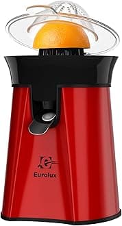 EuroluxElectric Orange Juicer, Sleek Effortless Citrus Juice Squeezer for Lemon, Lime, Grapefruit | Powerful Motor With 2 Cones for all Size Fruits Easy to Clean, Removable Dishwasher-Safe Parts