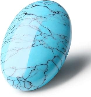 LAIDANLA Turquoise 2.4" Large Palm Stone Healing Crystals Gemstones Calming Effects Energy Balancing Reiki Polished Worry Stone Cleansing Protection Anxiety Stress Relief Therapy 1PC